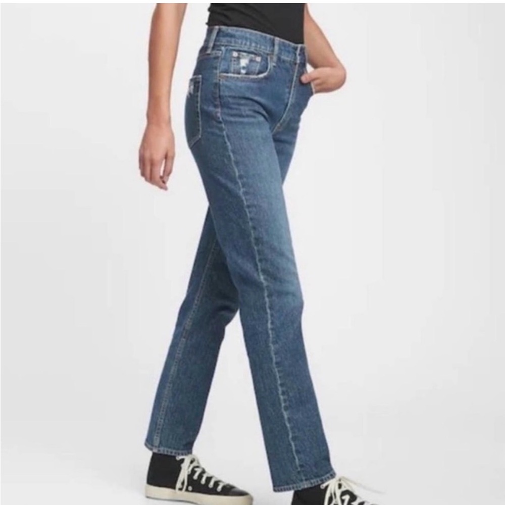 GAP Women's Sky High Straight-Leg Jeans in Medium Blue Sz 27 4T